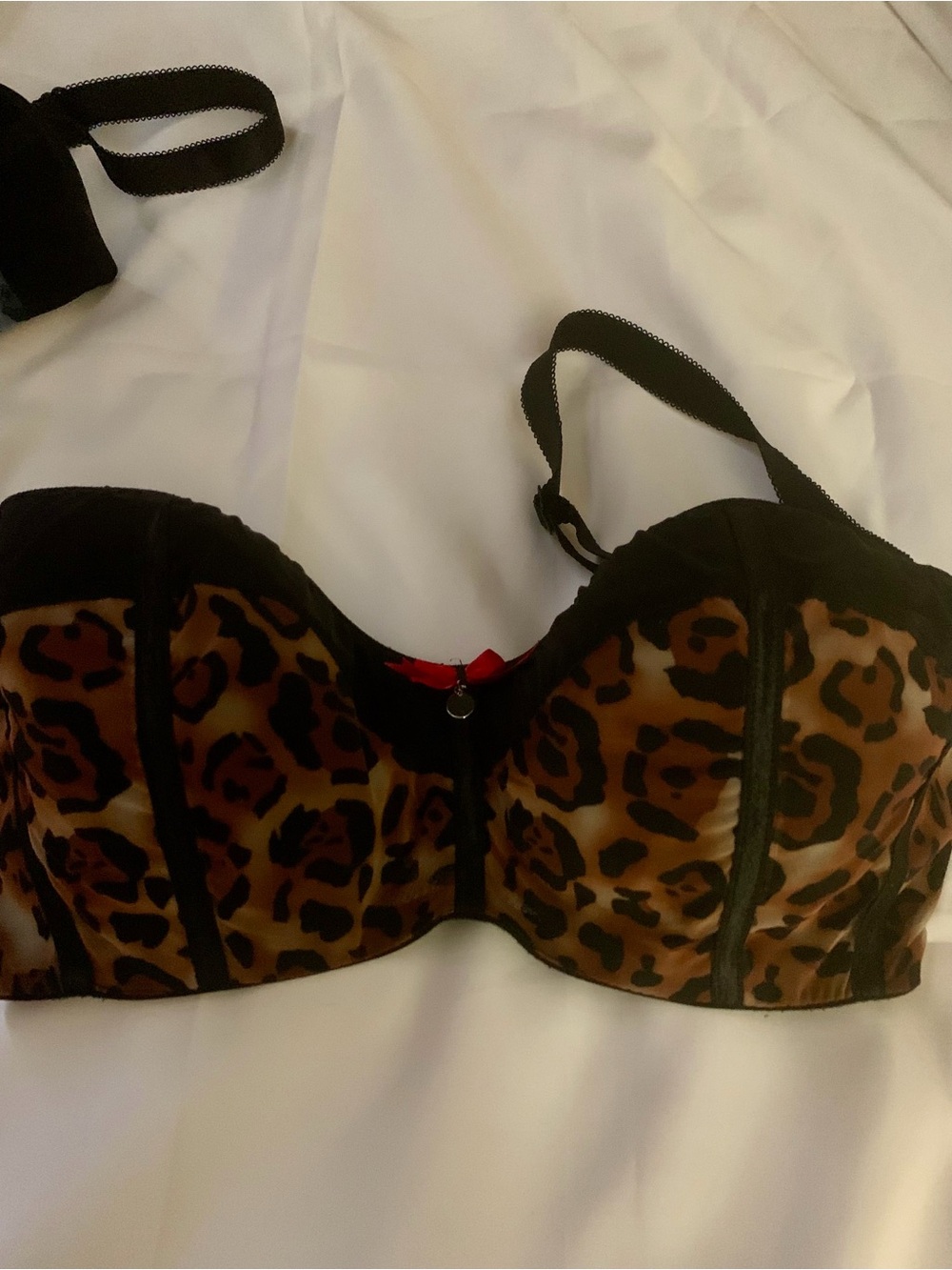Leopard Print Bustier Bra with Black Trim - Brown & Black #0133